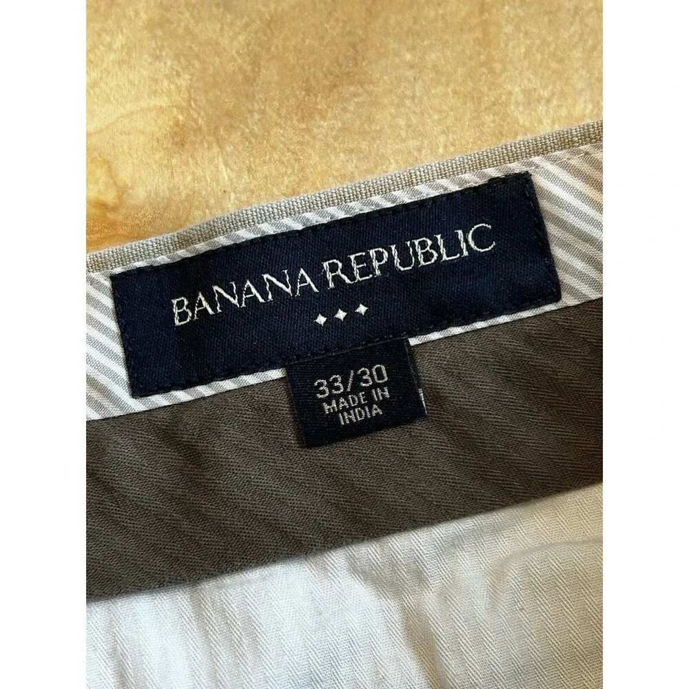 Banana Republic Flat Front Linen Blend Chino Pants Men’s 33x30 Classic Beach